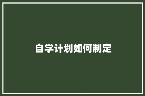 自学计划如何制定