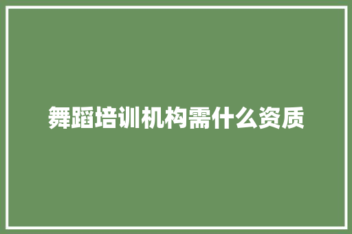 舞蹈培训机构需什么资质 未命名