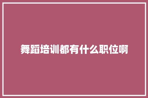 舞蹈培训都有什么职位啊 未命名