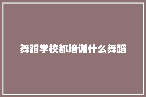 舞蹈学校都培训什么舞蹈 未命名