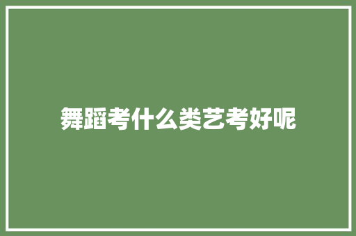 舞蹈考什么类艺考好呢 未命名