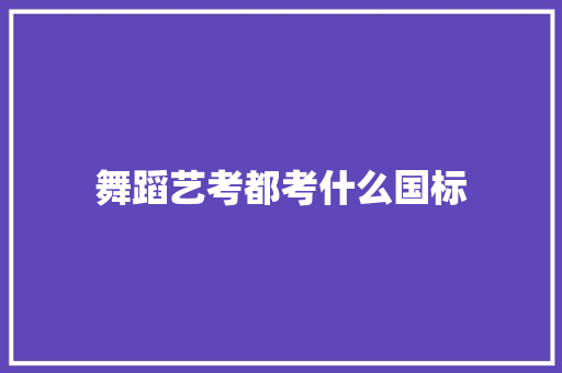 舞蹈艺考都考什么国标 未命名