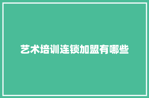 艺术培训连锁加盟有哪些 未命名