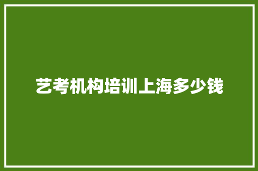 艺考机构培训上海多少钱 未命名