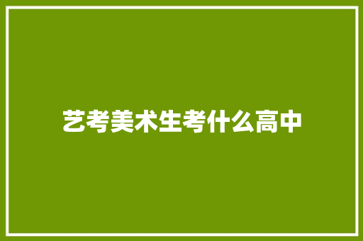 艺考美术生考什么高中 未命名