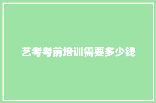 艺考考前培训需要多少钱