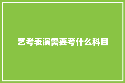 艺考表演需要考什么科目 未命名