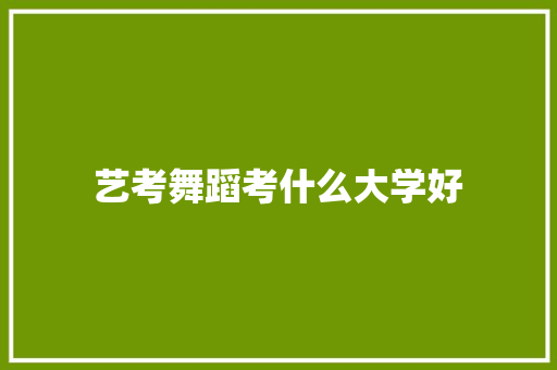 艺考舞蹈考什么大学好 未命名