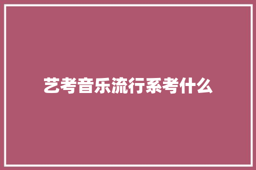 艺考音乐流行系考什么 未命名