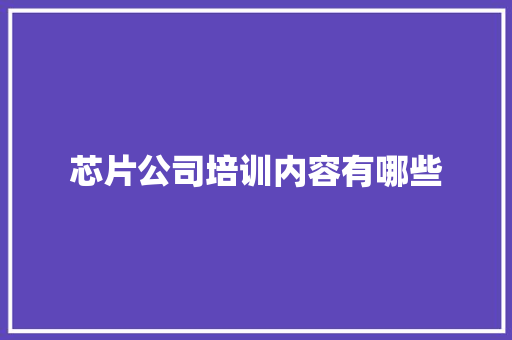 芯片公司培训内容有哪些