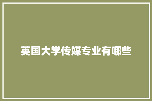 英国大学传媒专业有哪些 未命名