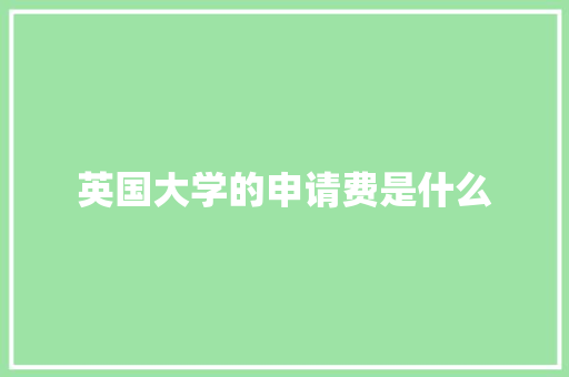 英国大学的申请费是什么