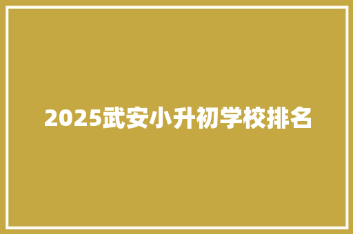 2025武安小升初学校排名