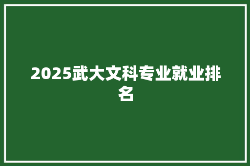 2025武大文科专业就业排名