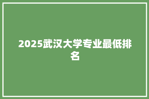 2025武汉大学专业最低排名