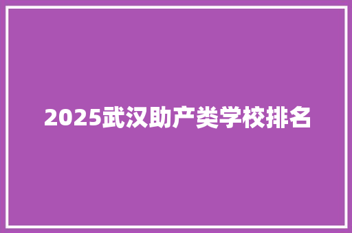 2025武汉助产类学校排名