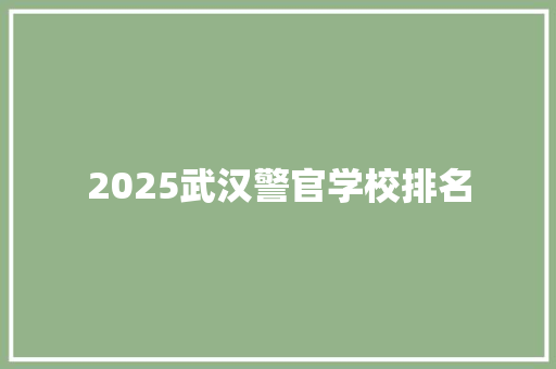 2025武汉警官学校排名