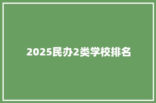 2025民办2类学校排名