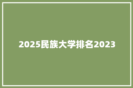 2025民族大学排名2023