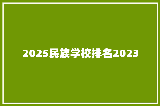 2025民族学校排名2023