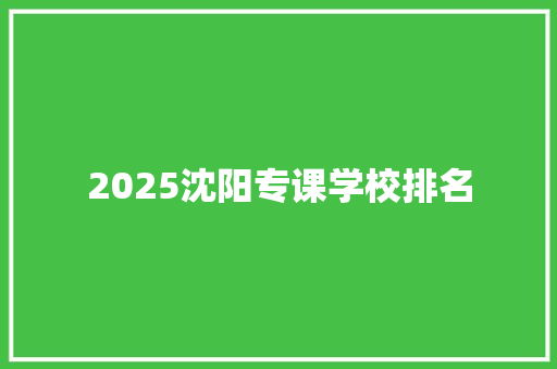 2025沈阳专课学校排名