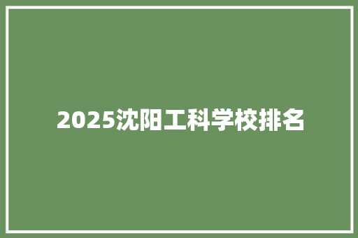 2025沈阳工科学校排名