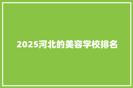 2025河北的美容学校排名