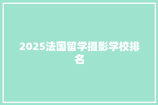 2025法国留学摄影学校排名 未命名