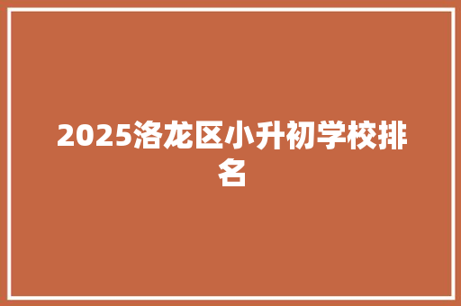 2025洛龙区小升初学校排名