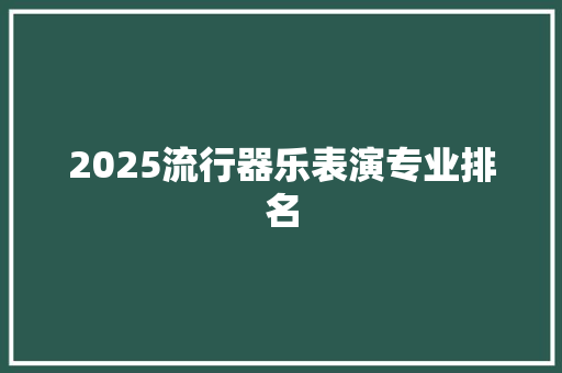 2025流行器乐表演专业排名