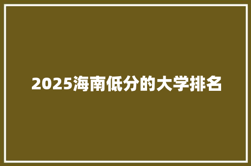 2025海南低分的大学排名