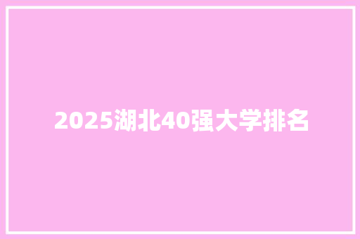 2025湖北40强大学排名