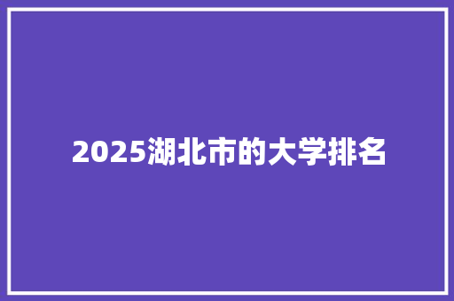 2025湖北市的大学排名