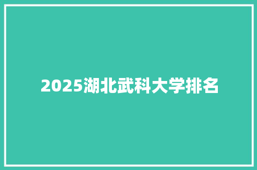 2025湖北武科大学排名