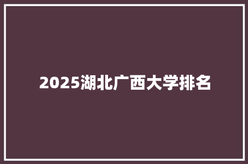 2025湖北广西大学排名