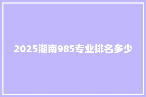 2025湖南985专业排名多少