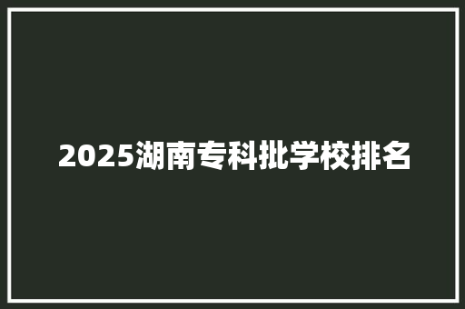 2025湖南专科批学校排名