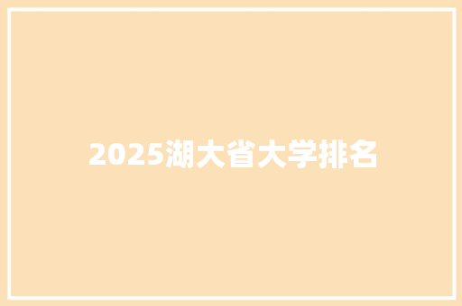 2025湖大省大学排名