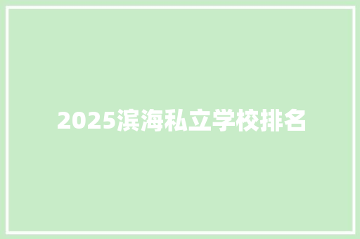 2025滨海私立学校排名