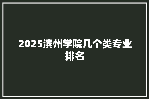 2025滨州学院几个类专业排名