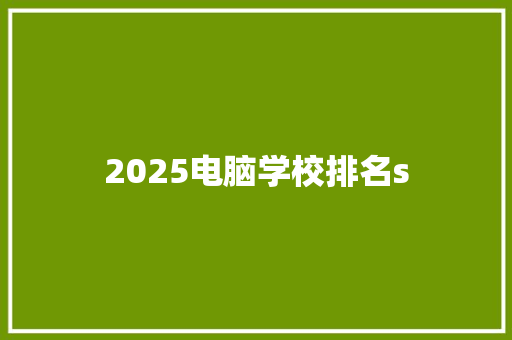 2025电脑学校排名s