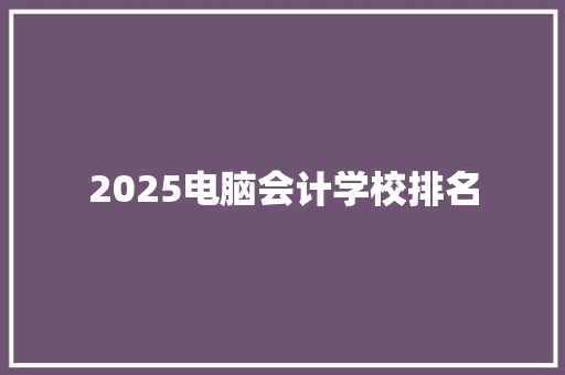 2025电脑会计学校排名