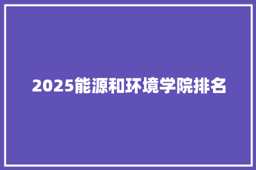 2025能源和环境学院排名