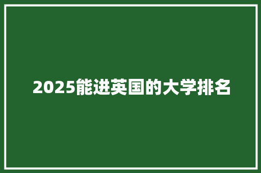 2025能进英国的大学排名