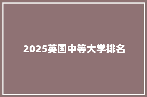 2025英国中等大学排名