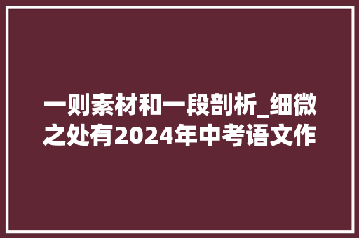 一则素材和一段剖析_细微之处有2024年中考语文作文押题分析素材积累金句积累