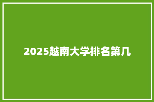 2025越南大学排名第几 综述范文