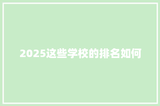 2025这些学校的排名如何 综述范文