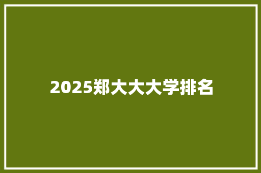 2025郑大大大学排名