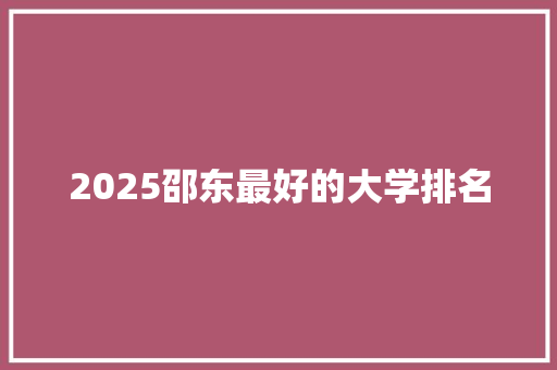 2025邵东最好的大学排名 综述范文